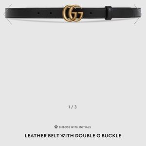 Gucci Skinny Black & Gold Marmont Belt